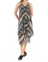Isle By Melis Kozan Handkerchief Midi Trapeze Dress In Tribal In Gray