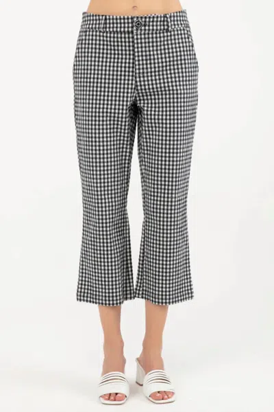 Isle By Melis Kozan Kick Flare Crop Pants In Royal Check In Black