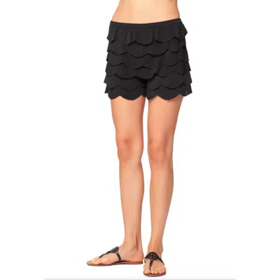 Isle By Melis Kozan Layered Ruffle Shorts In Black