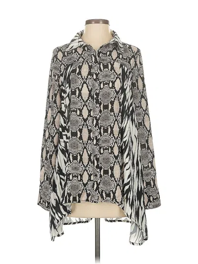 Pre-owned Isle By Melis Kozan Long Sleeve Blouse In Silver