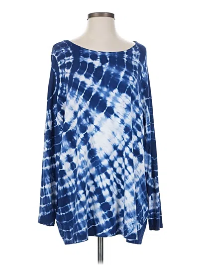 Pre-owned Isle By Melis Kozan Long Sleeve Top Blue Boatneck Tops