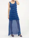 Isle By Melis Kozan Mesh Maxi Cha Cha Dress In Azure Mesh In Multi
