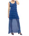 Isle By Melis Kozan Mesh Maxi Cha Cha Dress In Blue In Blue