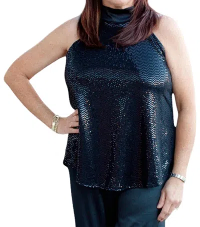 Isle Impact Sequin Top In Black In Blue