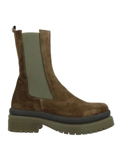 Islo Isabella Lorusso Woman Ankle Boots Military Green Size 7 Leather