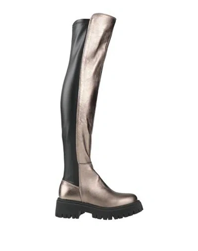 Islo Isabella Lorusso Woman Boot Platinum Size 7 Leather, Textile Fibers In Grey