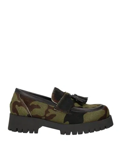 Islo Isabella Lorusso Woman Loafers Military Green Size 8 Leather