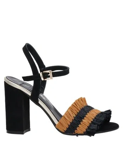 Islo Isabella Lorusso Woman Sandals Black Size 8 Textile Fibers, Leather