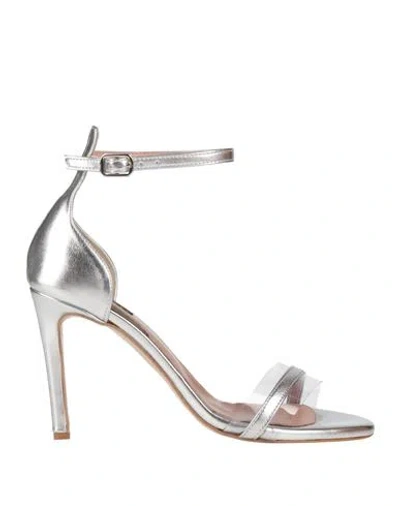 Islo Isabella Lorusso Woman Sandals Silver Size 8 Textile Fibers, Pvc - Polyvinyl Chloride