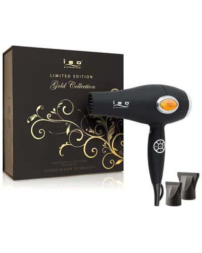 Iso Beauty Unisex Digital 1875w Pro Ionic Hair Dryer With Lcd Digital Display - Gold Collection In Black