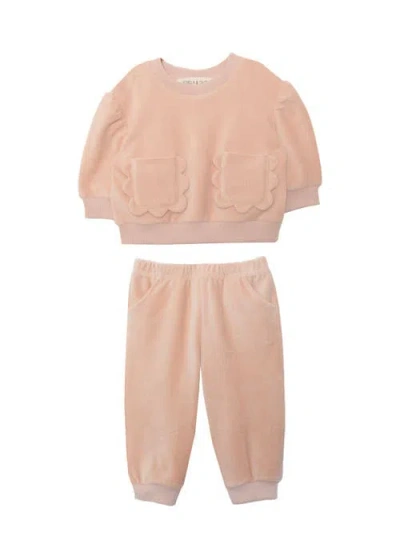 Isobella & Chloe Babies'  Peach Keen Two Piece Set In Pink