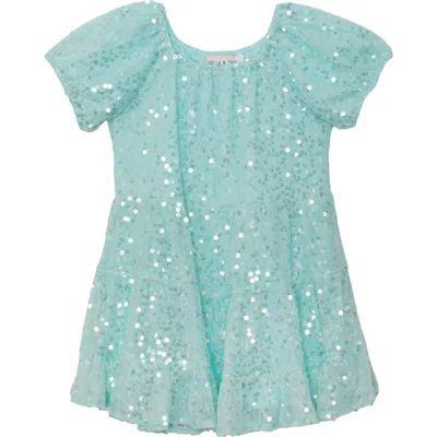 Isobella & Chloe Babies'  Teal Twinkle Short Sleeve Dress In Gray