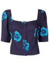 Isolda Button-front Floral-print Blouse In Blue