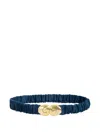 Isolda Caju Gathered Gold-buckle Belt In Blue
