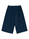 Isolda Cana-de-açúcar Pleated Cotton Shorts In Blue