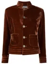 Isolda Ferradura Button-up Velvet Jacket In Brown