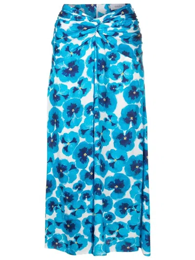 Isolda Kika Floral-print Twisted Skirt In Blue