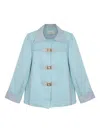 Isolda Light-blue Leather-trimmed Jacket In Blue
