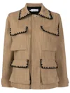 Isolda Lupa Stitched-edge Cotton-blend Jacket In Brown