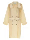 Isolda Oásis Belted Double-breasted Coat In Yellow
