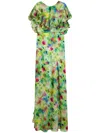 Isolda Peacock Maxi Dress In Green