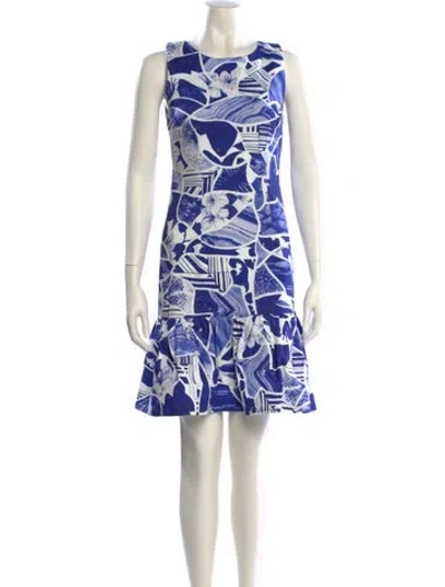 Pre-owned Isolda Printed Mini Dress In Blue