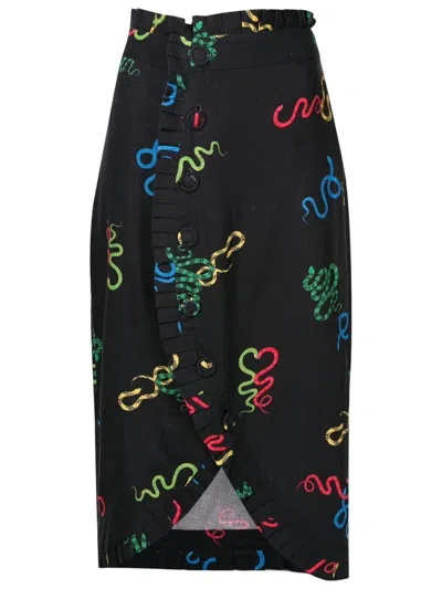 Isolda Tarsila Ruffle-trimmed Midi Skirt In Black