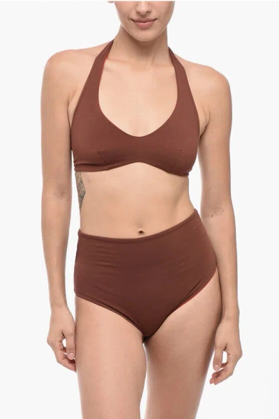 Isole&vulcani Reversable Bikini Set With High-waisted Slip In Brown