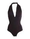 Isole & Vulcani Woman One-piece Swimsuit Chocolate Brown Size L Organic Cotton, Elastane In Brown