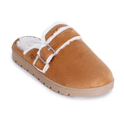 Isotoner Buckle Scuff Womens Slip-on Slippers In Brown