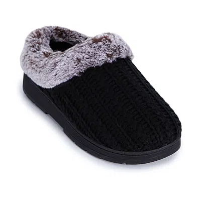 Isotoner Cable Knit Womens Clog Slippers In Black