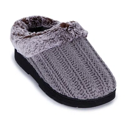 Isotoner Cable Knit Womens Clog Slippers In Gray