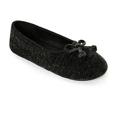 Isotoner Chenille Womens Ballerina Slippers In Black