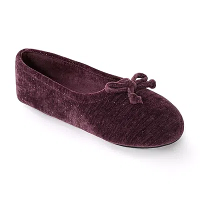 Isotoner Chenille Womens Ballerina Slippers In Red
