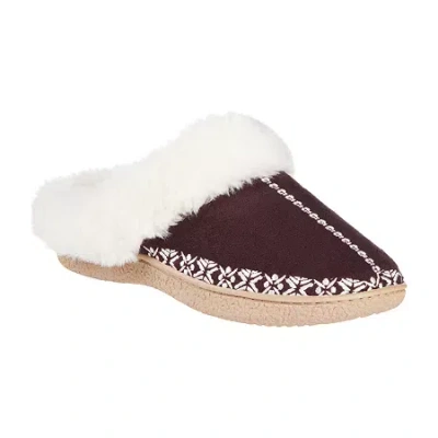 Isotoner Clara Emroidered Microsuede Hoodback Womens Memory Foam Clog Slippers In Multi
