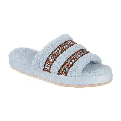 Isotoner Clara Recycled Berber Womens Memory Foam Slip-on Slippers In Blue