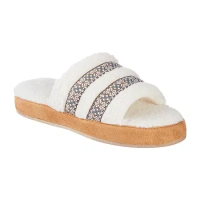 Isotoner Clara Recycled Berber Womens Memory Foam Slip-on Slippers In White