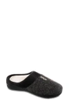 Isotoner Heather Knit Faux Fur Lined Slipper In Black