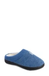 Isotoner Heather Knit Faux Fur Lined Slipper In Blue Willow