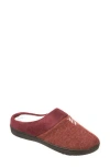 Isotoner Heather Knit Faux Fur Lined Slipper In Chili