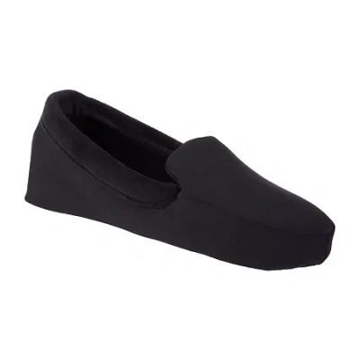 Isotoner Ivy Spandex Velour Womens Moccasin Slippers In Black
