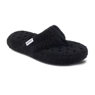 Isotoner Joey Soft Pile Thong Womens Round Slip-on Shoe In Black