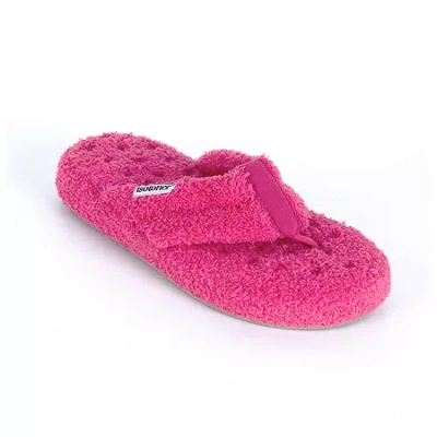 Isotoner Joey Soft Pile Thong Womens Round Slip-on Shoe In Pink