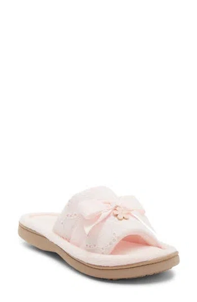 Isotoner Lace Crochet Bow Slipper In Pink