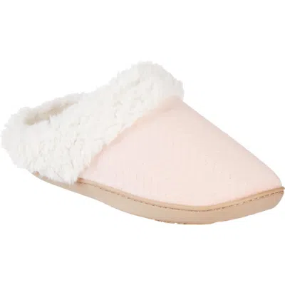 Isotoner Louise Chevron Quilted Faux Shearling Lined Slipper In Sand