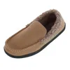 Isotoner Men's Brushed Knit Or Plaid Lewis Moccasin Slipper With Fleece Lining And Memory Foam In Multi
