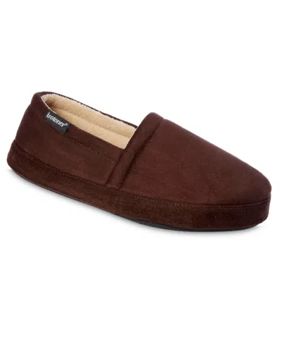 Isotoner Men's Closed Back Microsuede Memory Foam Slipper In Dark Chocolate