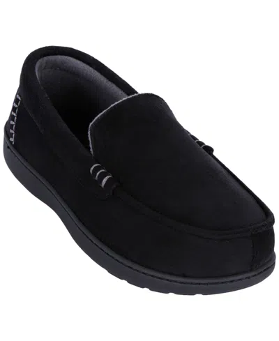 Isotoner Men's Faux Suede Moccasin Slippers In Black