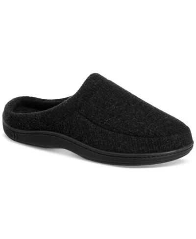 Isotoner Men's Heathered Cord Knit Jermaine Clog Slipper With Micro Terry Lining In Black