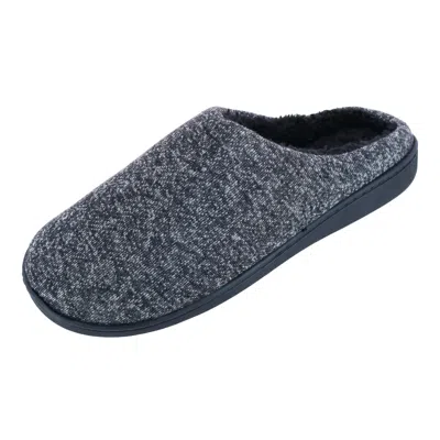 Isotoner Men's Heathered Knit Hoodback Slipper In Black